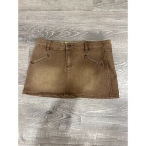 VTG Y2K PARIS HILTON MINI SKIRT SMALL Brown Denim